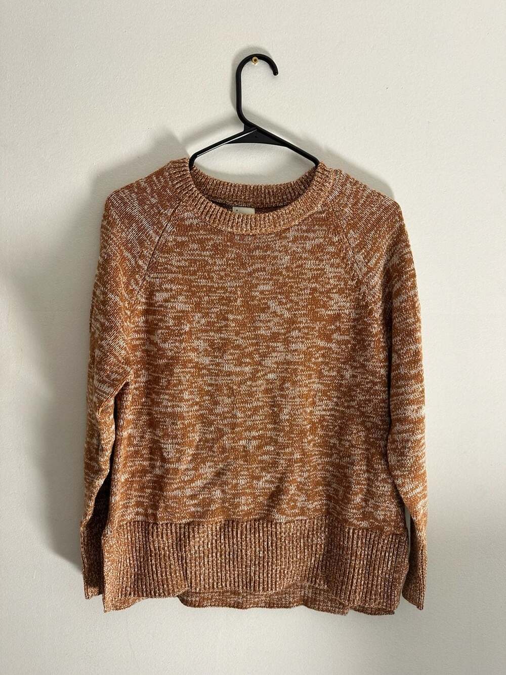 A New Day Brown Marled Crewneck Raglan Sweater Size S